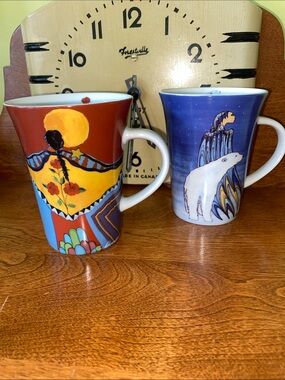 2 Oscardo Porcelain Mugs Indigenous Artists
